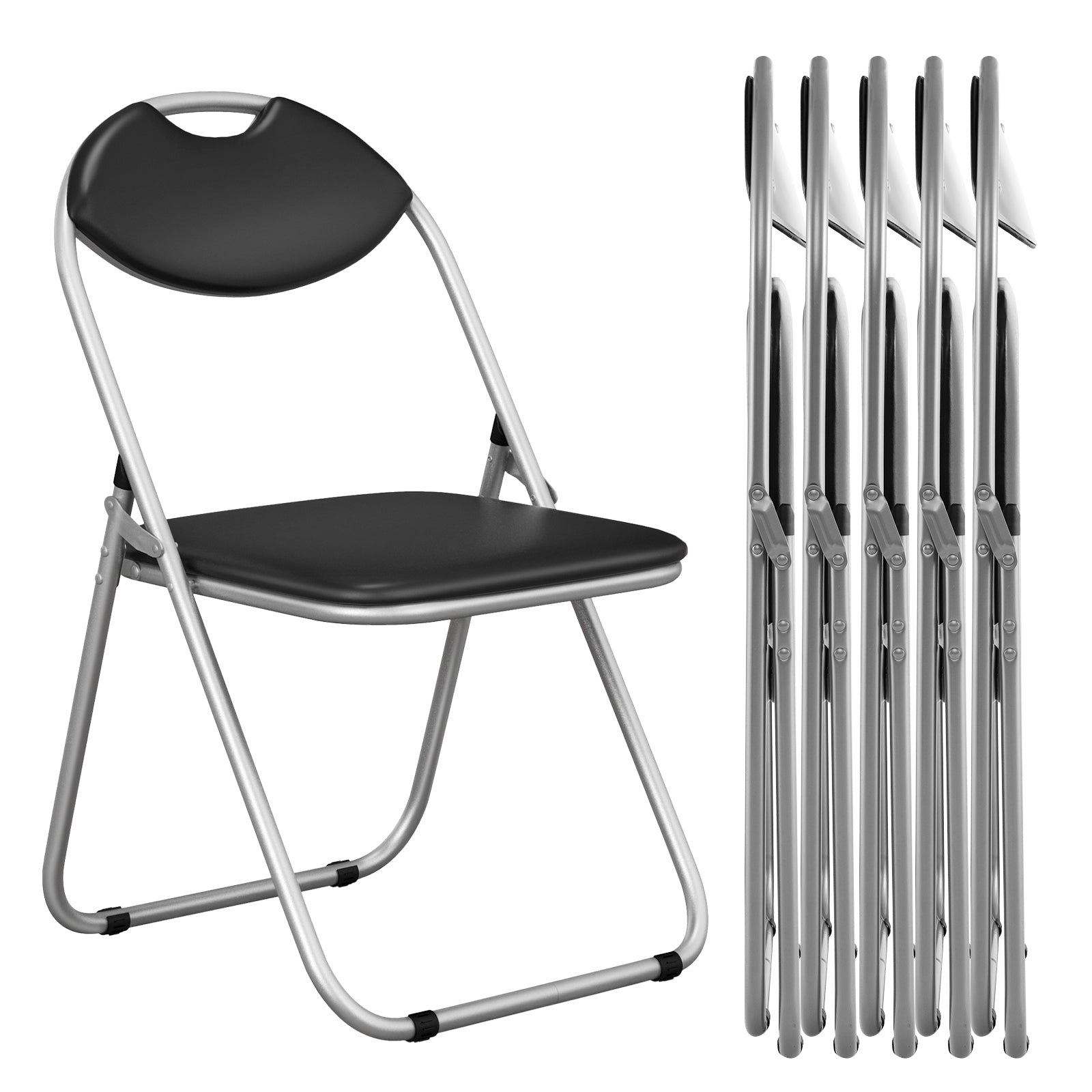 6 Pieces U-Shape Folding Chairs, Hollow Handle, Black Dining Chairs at Gallery Canada