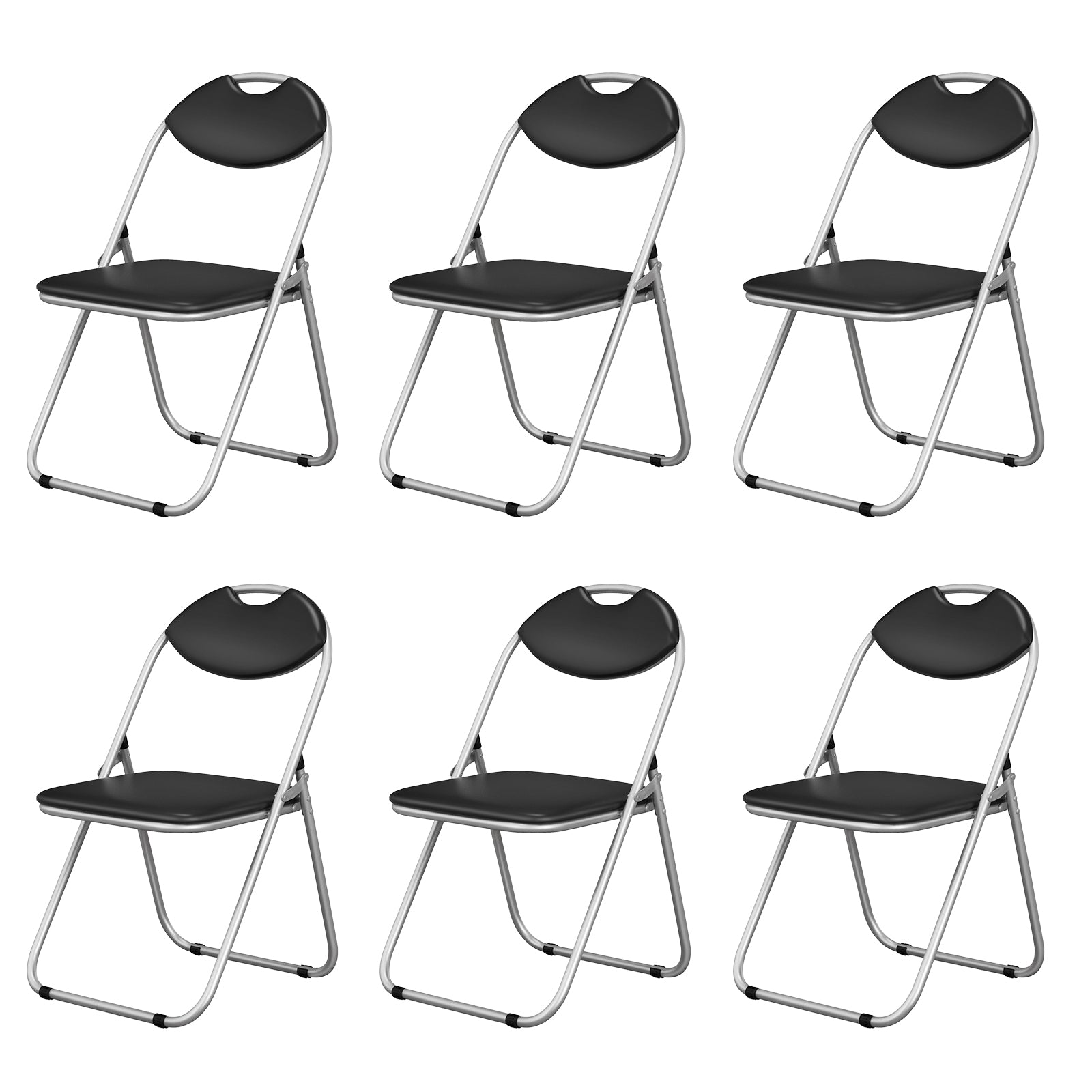 6 Pieces U-Shape Folding Chairs, Hollow Handle, Black Dining Chairs at Gallery Canada
