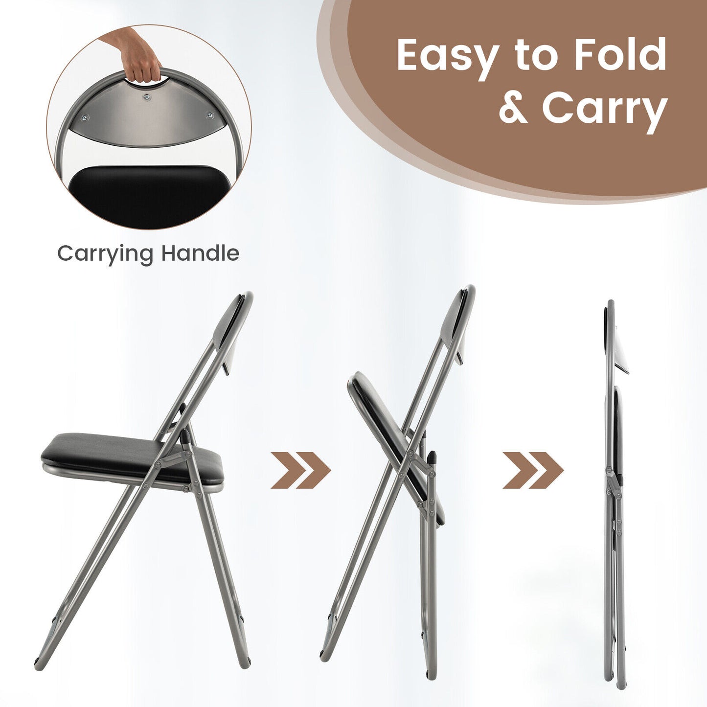6 Pieces U-Shape Folding Chairs, Hollow Handle, Black Dining Chairs at Gallery Canada