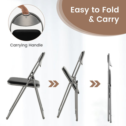 6 Pieces U-Shape Folding Chairs, Hollow Handle, Black Dining Chairs at Gallery Canada
