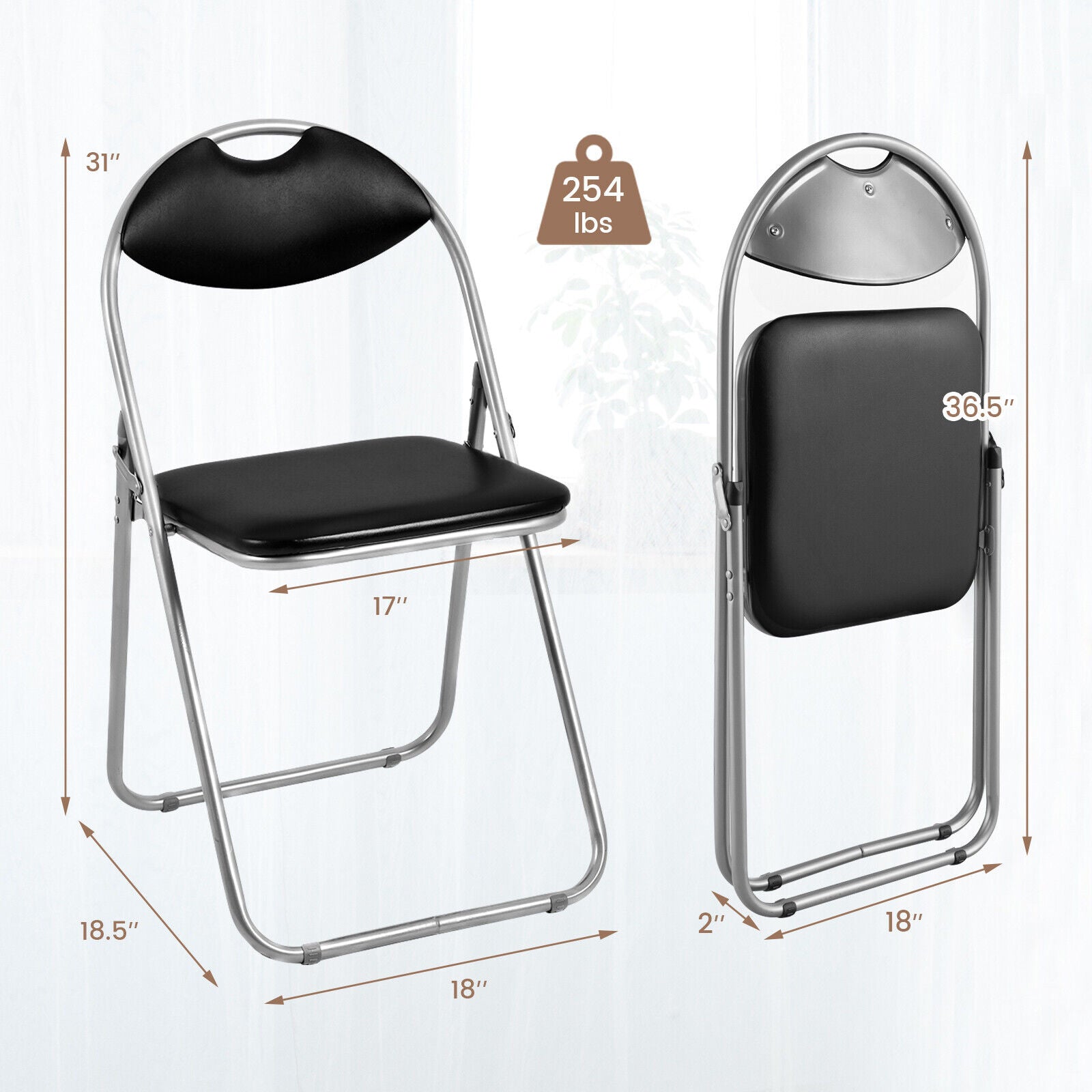 6 Pieces U-Shape Folding Chairs, Hollow Handle, Black Dining Chairs at Gallery Canada