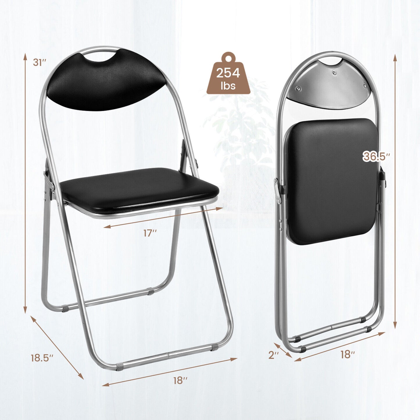 6 Pieces U-Shape Folding Chairs, Hollow Handle, Black Dining Chairs at Gallery Canada