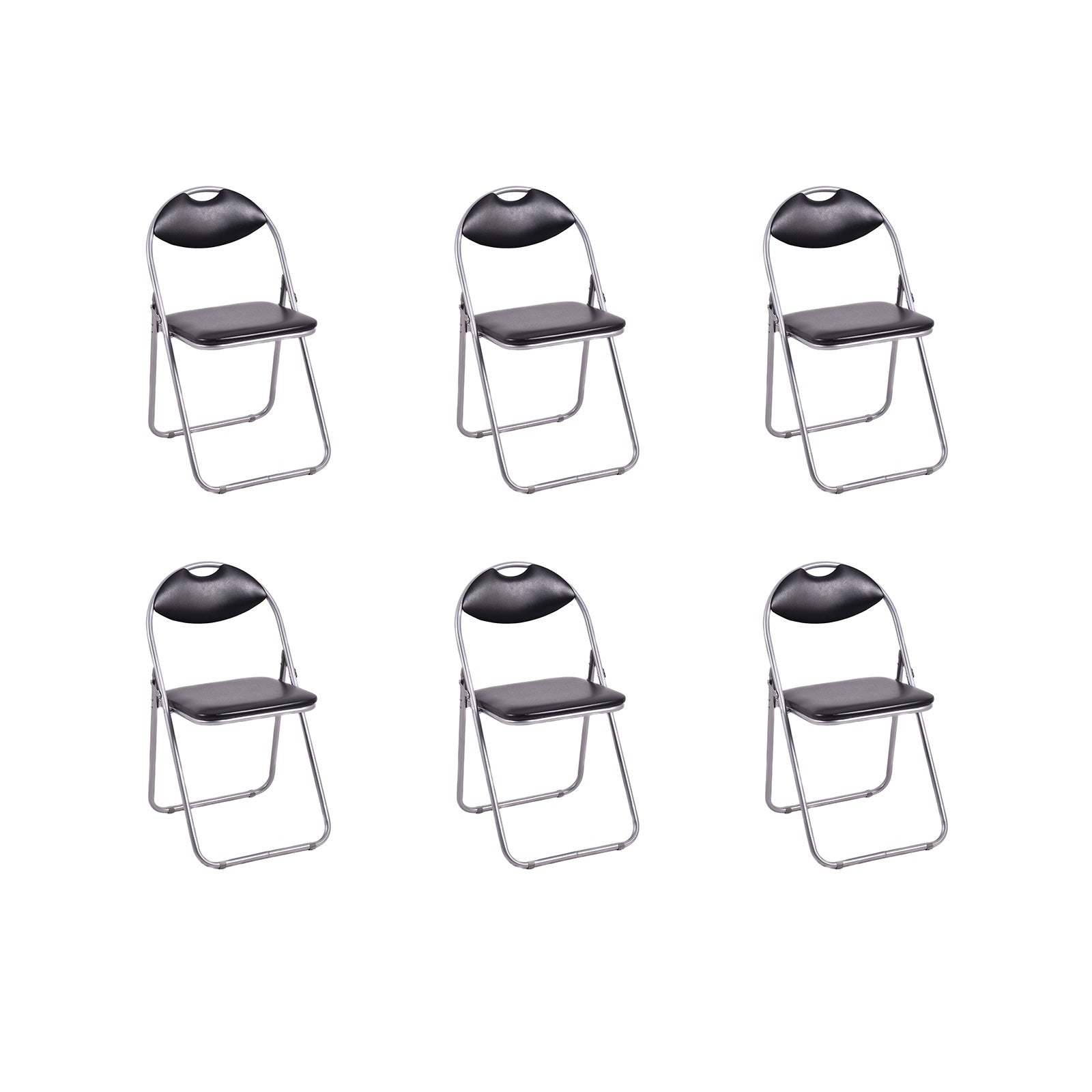 6 Pieces U-Shape Folding Chairs, Hollow Handle, Black Dining Chairs at Gallery Canada