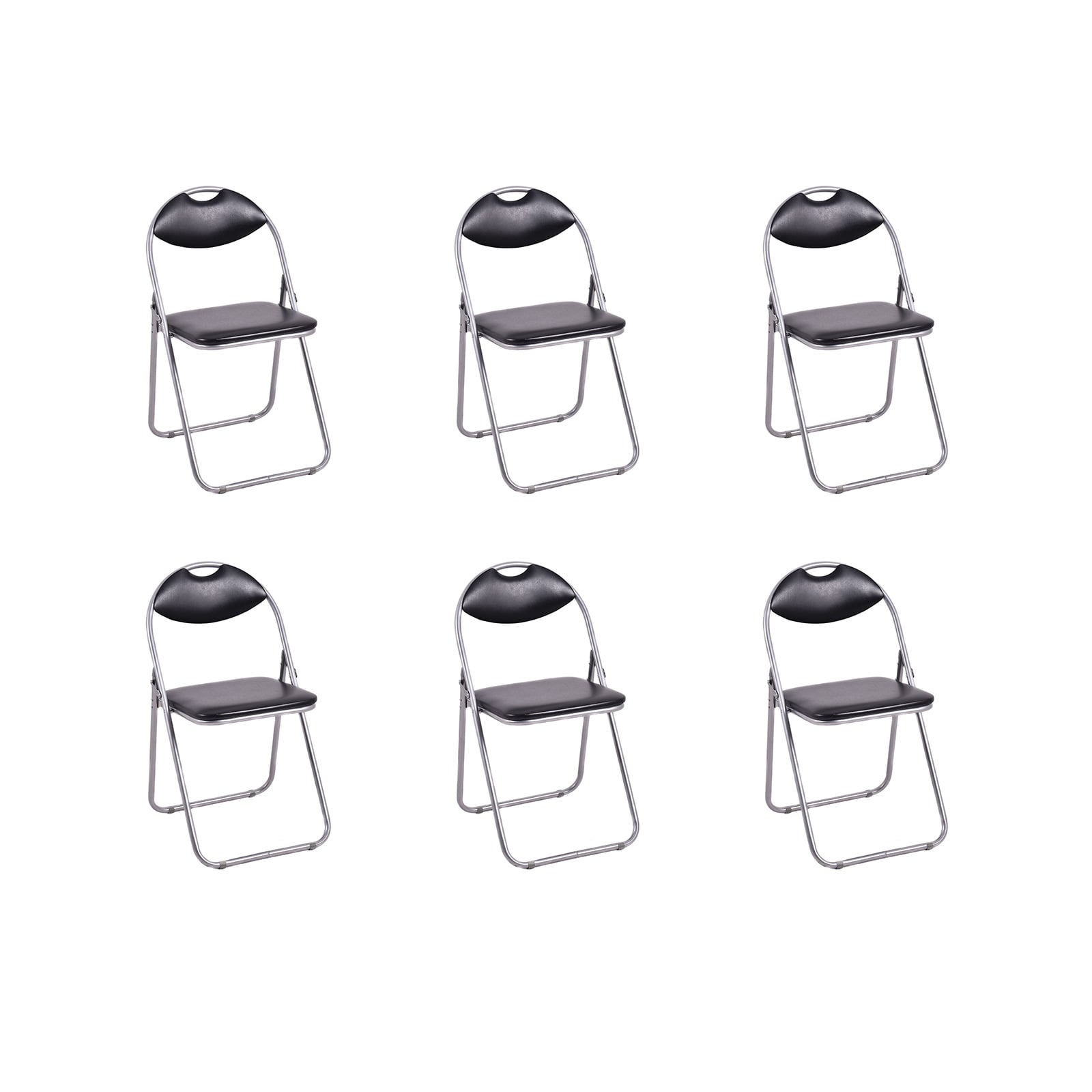 6 Pieces U-Shape Folding Chairs, Hollow Handle, Black Dining Chairs at Gallery Canada