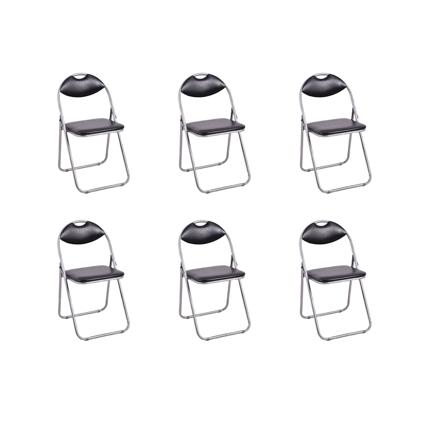 6 Pieces U-Shape Folding Chairs, Hollow Handle, Black Dining Chairs at Gallery Canada