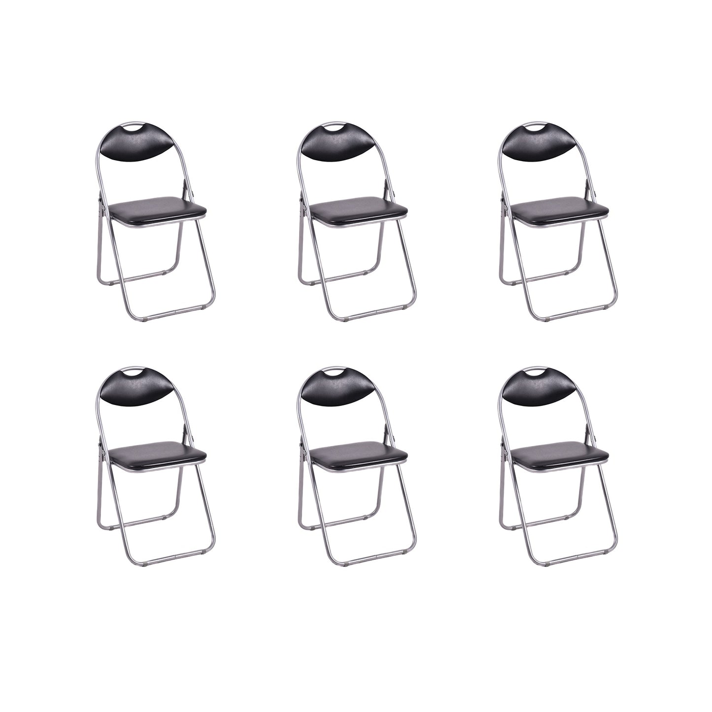 6 Pieces U-Shape Folding Chairs, Hollow Handle, Black Dining Chairs Black at Gallery Canada