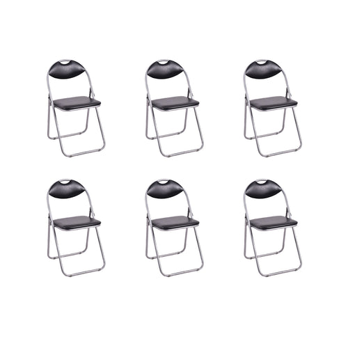 6 Pieces U-Shape Folding Chairs, Hollow Handle, Black