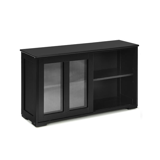 Kitchen Storage Cabinet with Glass Sliding Door, Black - Gallery Canada