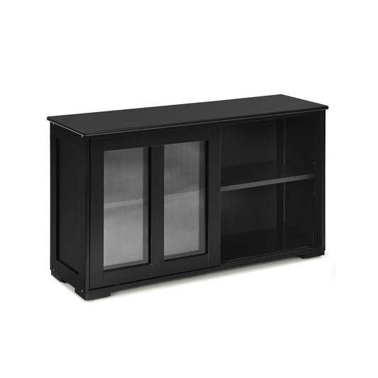 Kitchen Storage Cabinet With Glass Sliding Door, Black Sideboards Cabinets & Buffets Black at Gallery Canada