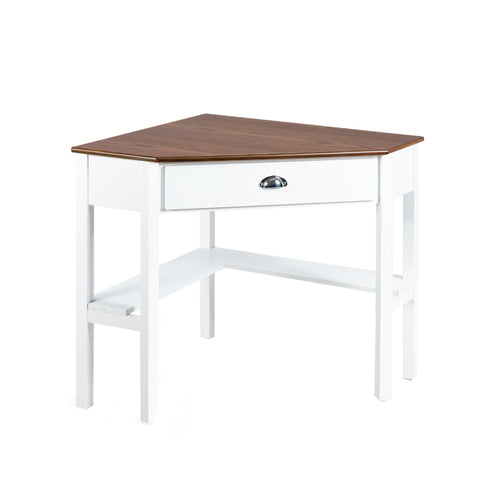 Corner Wooden Laptop Computer Desk, Natural