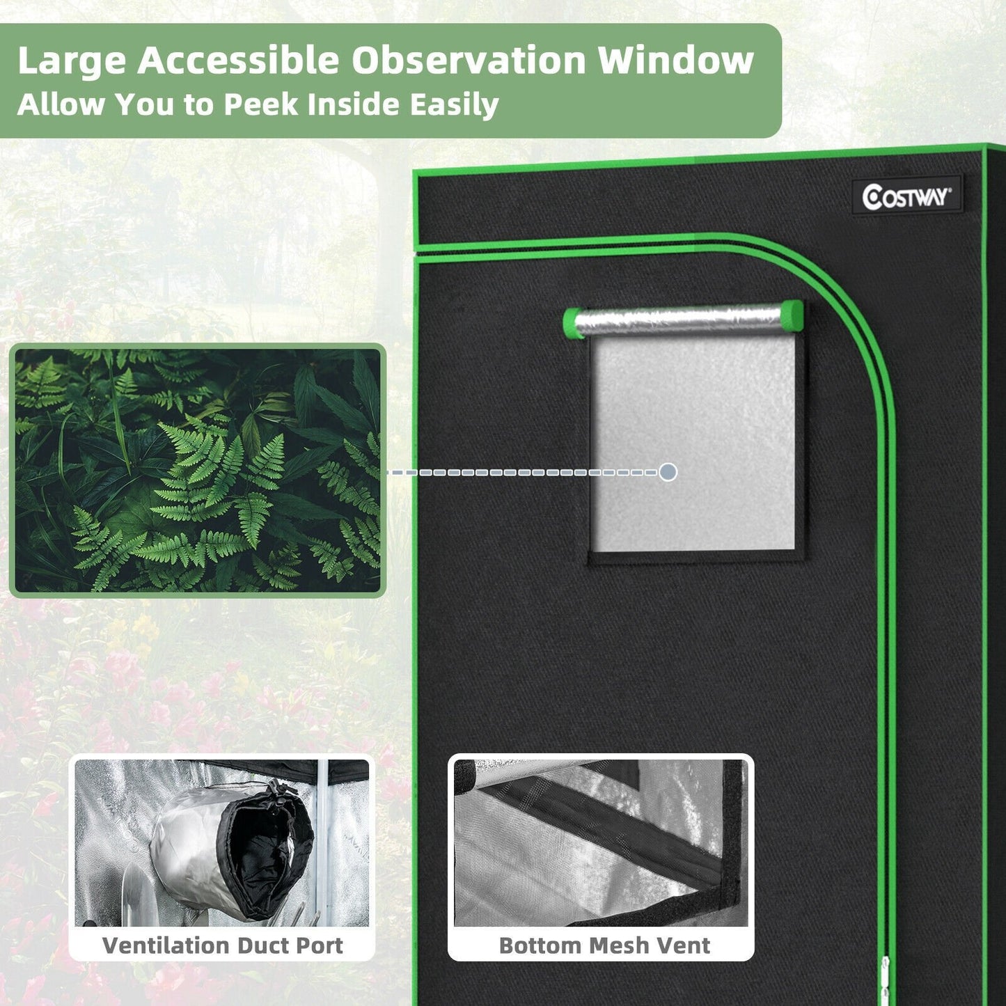 36 x 20 x 63 Inch Indoor Grow Room with Observation Window, Black at Gallery Canada