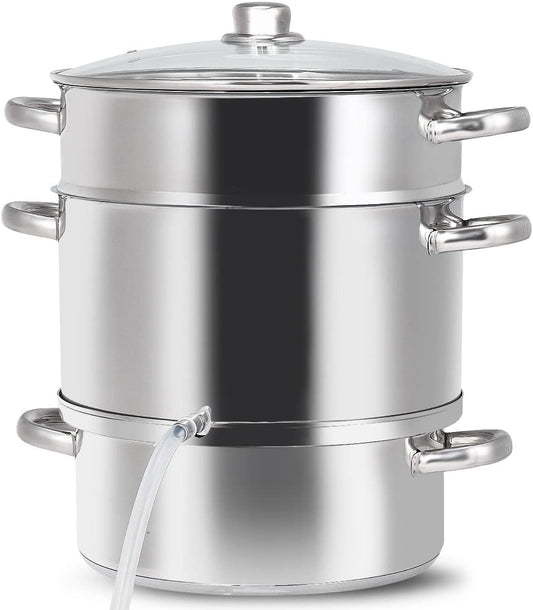 11-Quart Stainless Steel Fruit Juicer Steamer, Silver