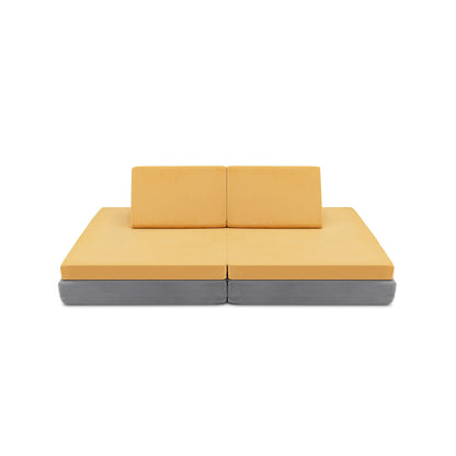 4 Piece Convertible Kids Couch Set, 2 Folding Mats, Yellow Kids Chairs & Seating at Gallery Canada