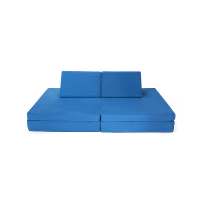 4-Piece Convertible Kids Couch Set with 2 Folding Mats, Blue Kids Chairs & Seating at Gallery Canada