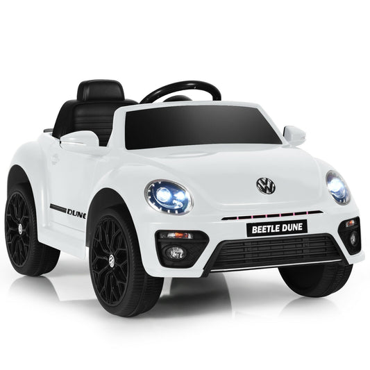 Volkswagen Beetle Kids Electric Ride On Car with Remote Control, White Powered Ride On Toys White at Gallery Canada