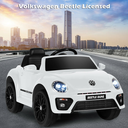 Volkswagen Beetle Kids Electric Ride On Car with Remote Control, White - Gallery Canada