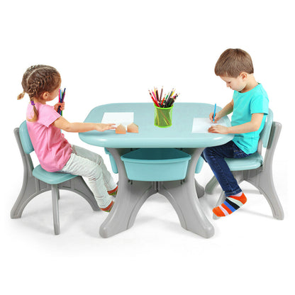 Children Kids Activity Table & Chair Set Play Furniture W/Storage, Blue Kids Table & Chair Sets at Gallery Canada