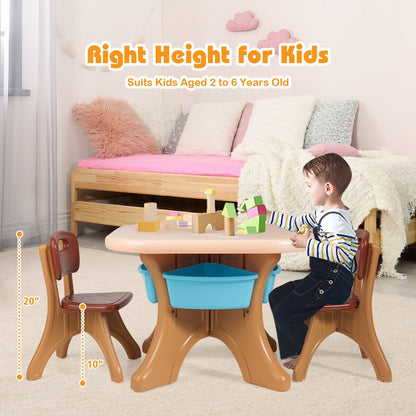 Kids Activity Table & Chair Set Play Furniture with Storage, Brown Kids Table & Chair Sets at Gallery Canada