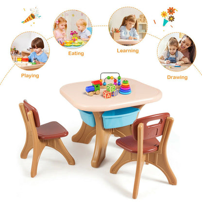 Kids Activity Table & Chair Set Play Furniture with Storage, Brown Kids Table & Chair Sets at Gallery Canada