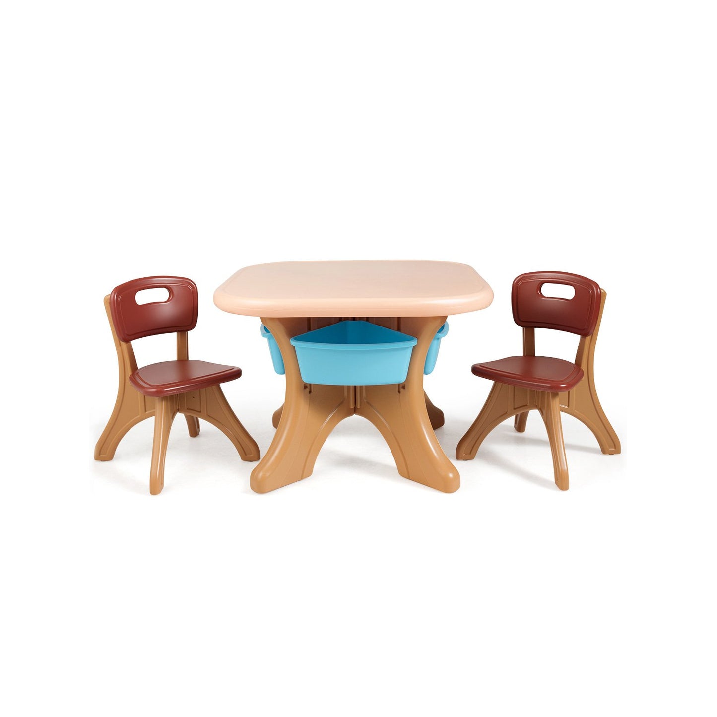 Kids Activity Table & Chair Set Play Furniture with Storage, Brown Kids Table & Chair Sets Brown at Gallery Canada