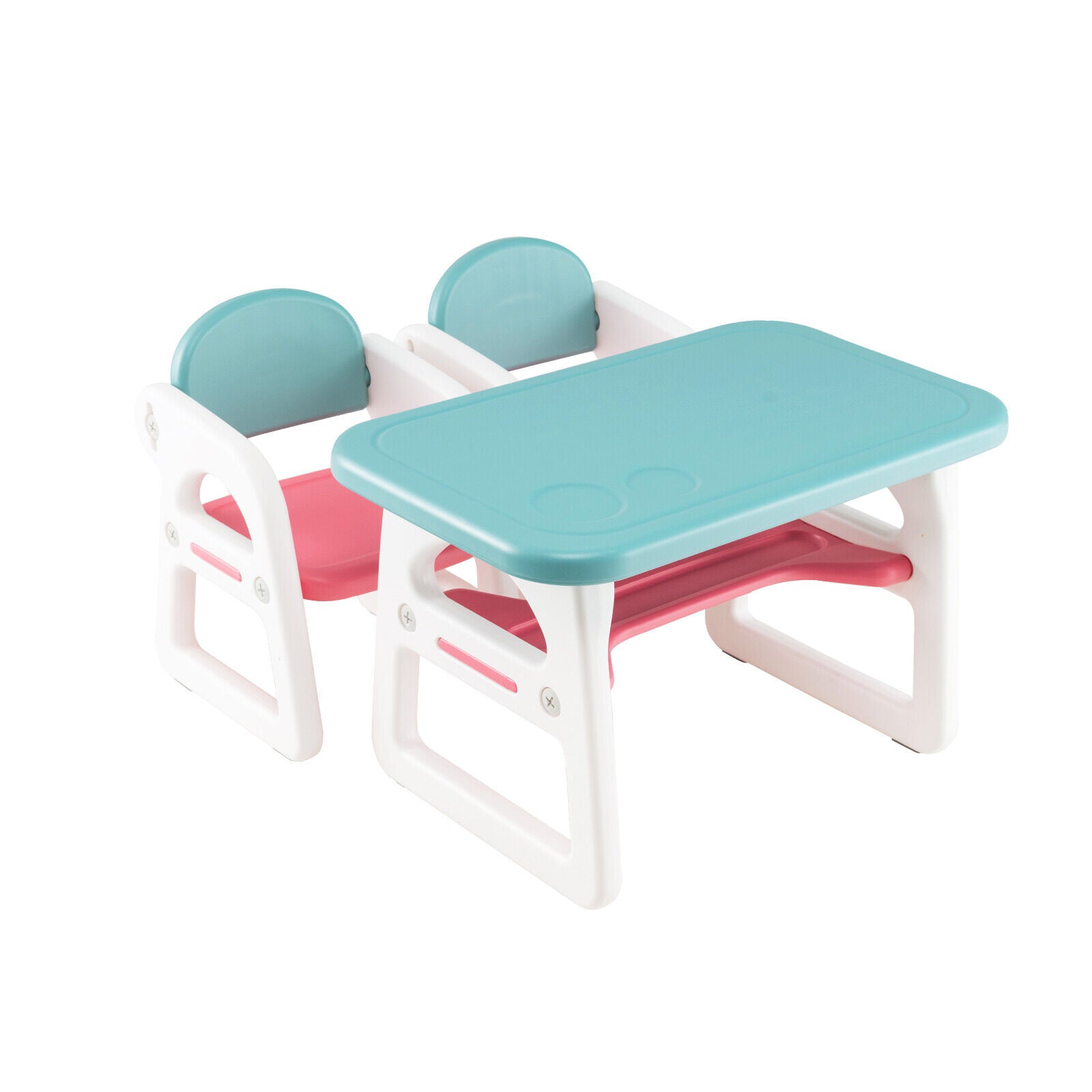 Kids Table and Chair Set with Building Blocks, Pink & Blue Kids Table & Chair Sets Pink & Blue at Gallery Canada