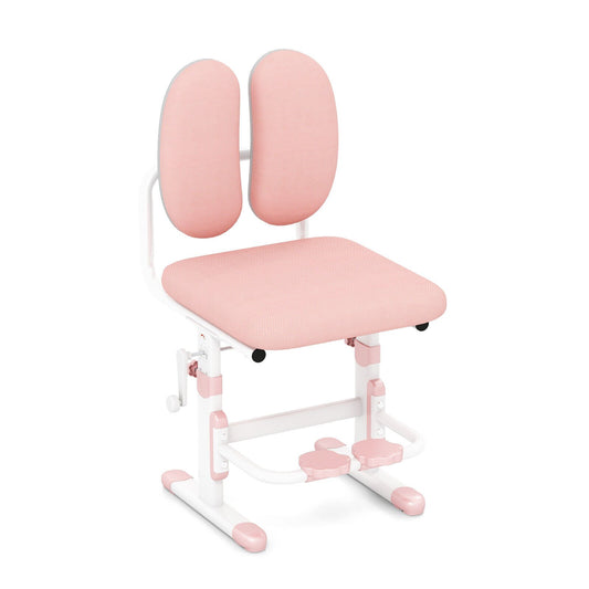 Ergonomic Height-adjustable Kids Study Chair with Double Back Support, Pink - Gallery Canada
