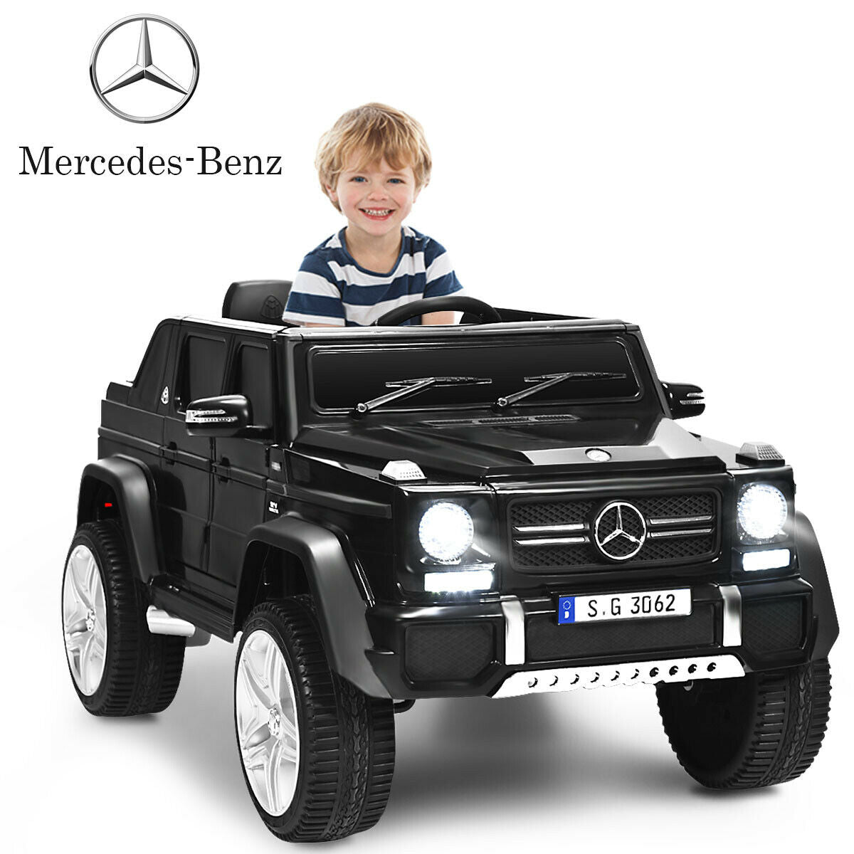 12V Licensed Mercedes-Benz Kids Ride On Car, Black Powered Ride On Toys at Gallery Canada
