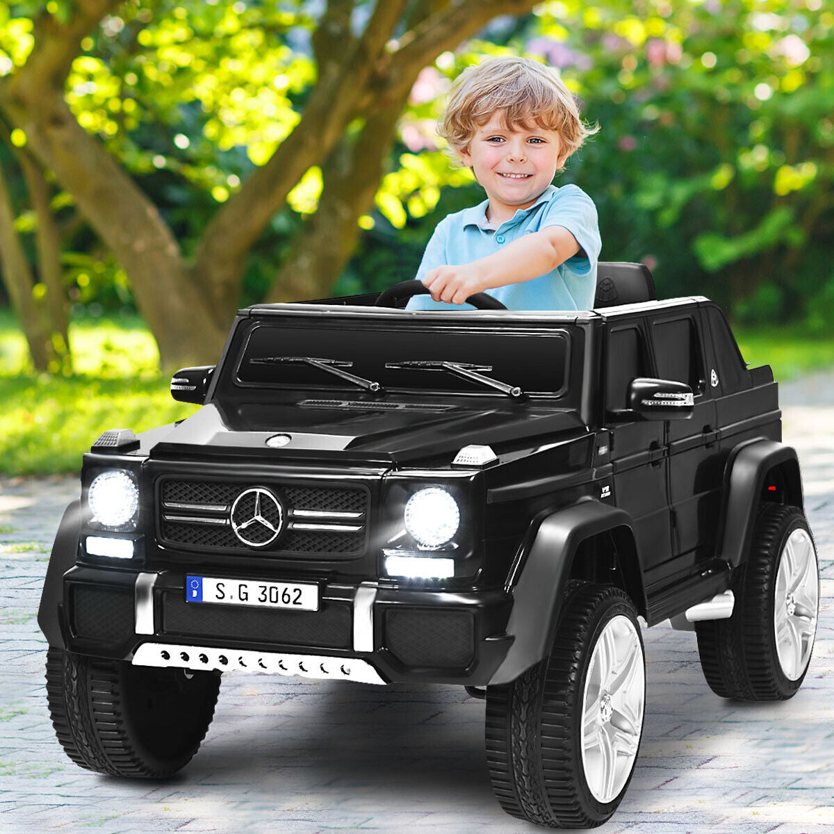 12V Licensed Mercedes-Benz Kids Ride On Car, Black Powered Ride On Toys at Gallery Canada