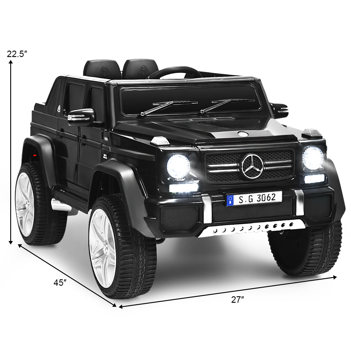12V Licensed Mercedes-Benz Kids Ride On Car, Black Powered Ride On Toys at Gallery Canada