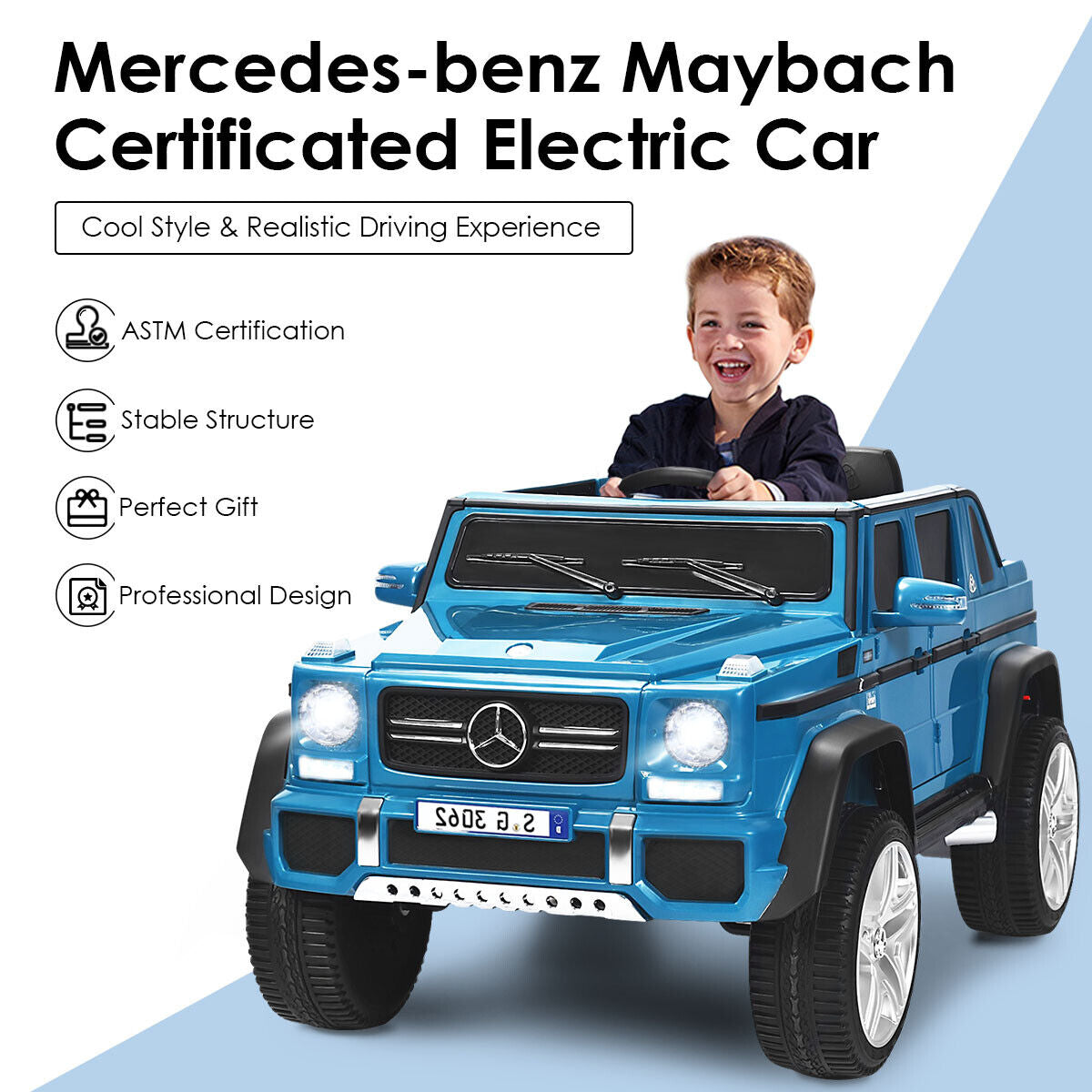 12V Licensed Mercedes-Benz Kids Ride On Car, Navy Powered Ride On Toys at Gallery Canada