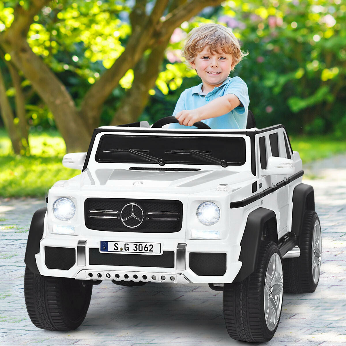 12V Licensed Mercedes-Benz Kids Ride On Car, White Powered Ride On Toys at Gallery Canada