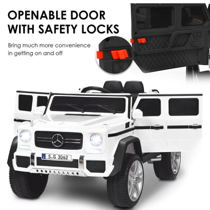 12V Licensed Mercedes-Benz Kids Ride On Car, White Powered Ride On Toys at Gallery Canada