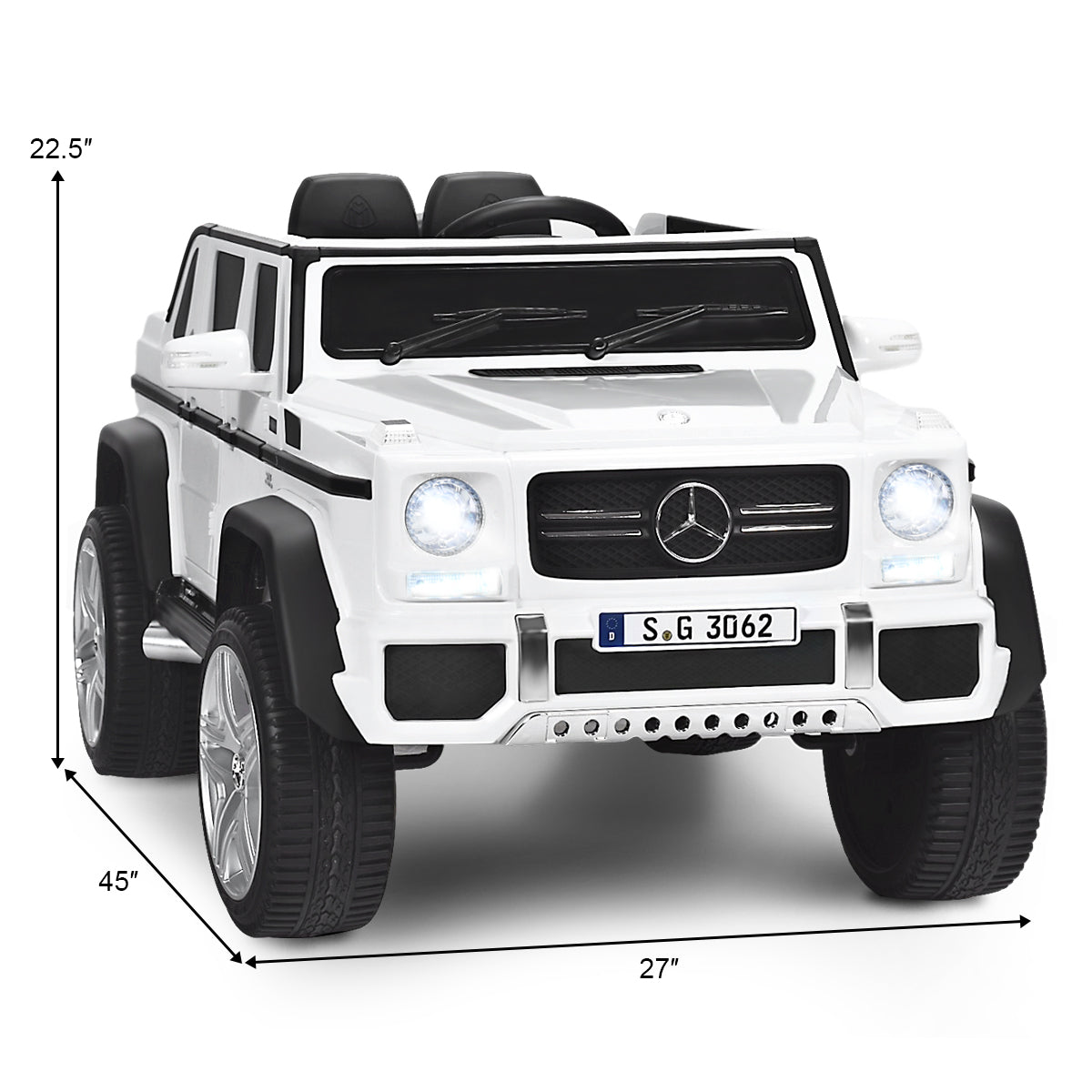 12V Licensed Mercedes-Benz Kids Ride On Car, White Powered Ride On Toys at Gallery Canada