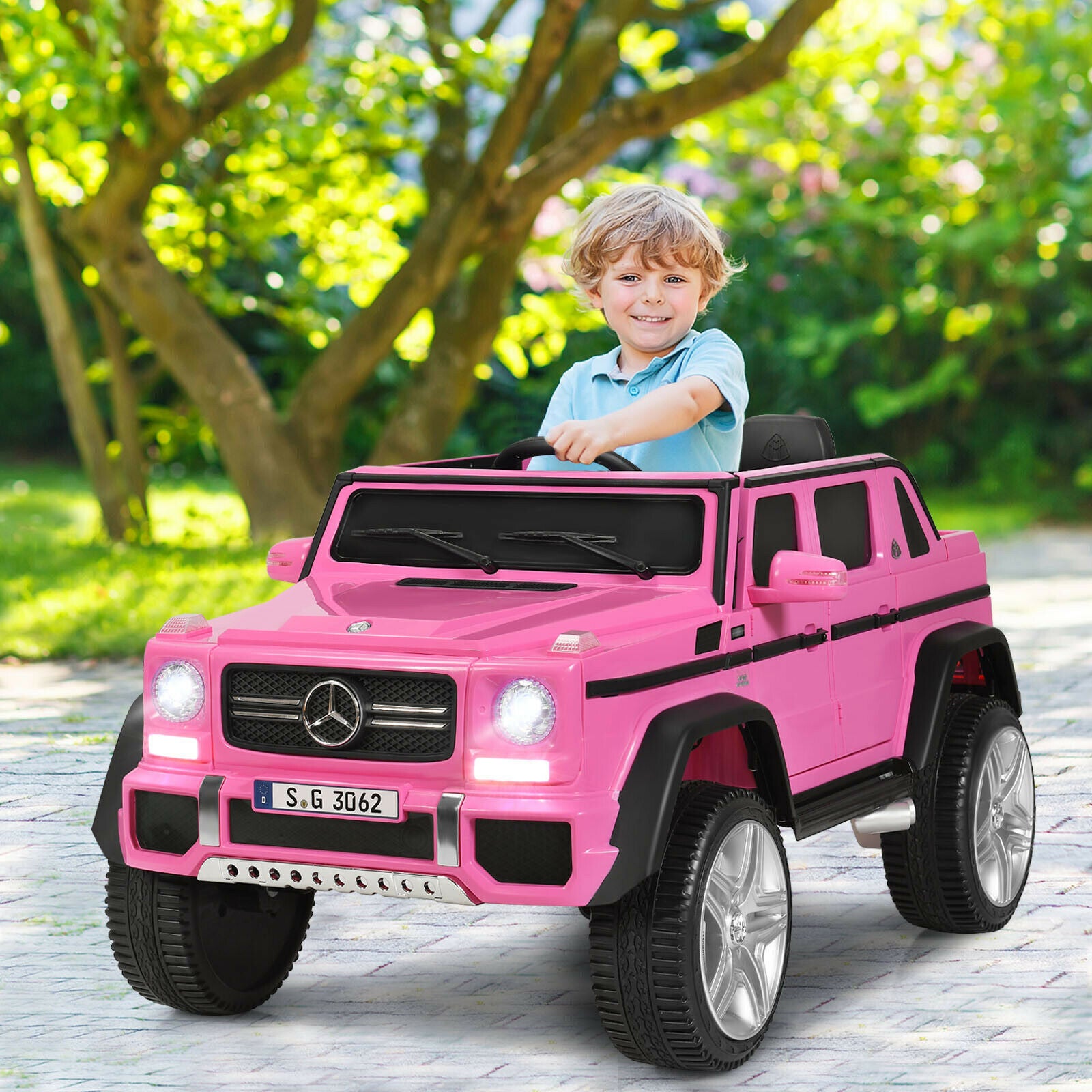 12V Licensed Mercedes-Benz Kids Ride On Car, Pink Powered Ride On Toys at Gallery Canada