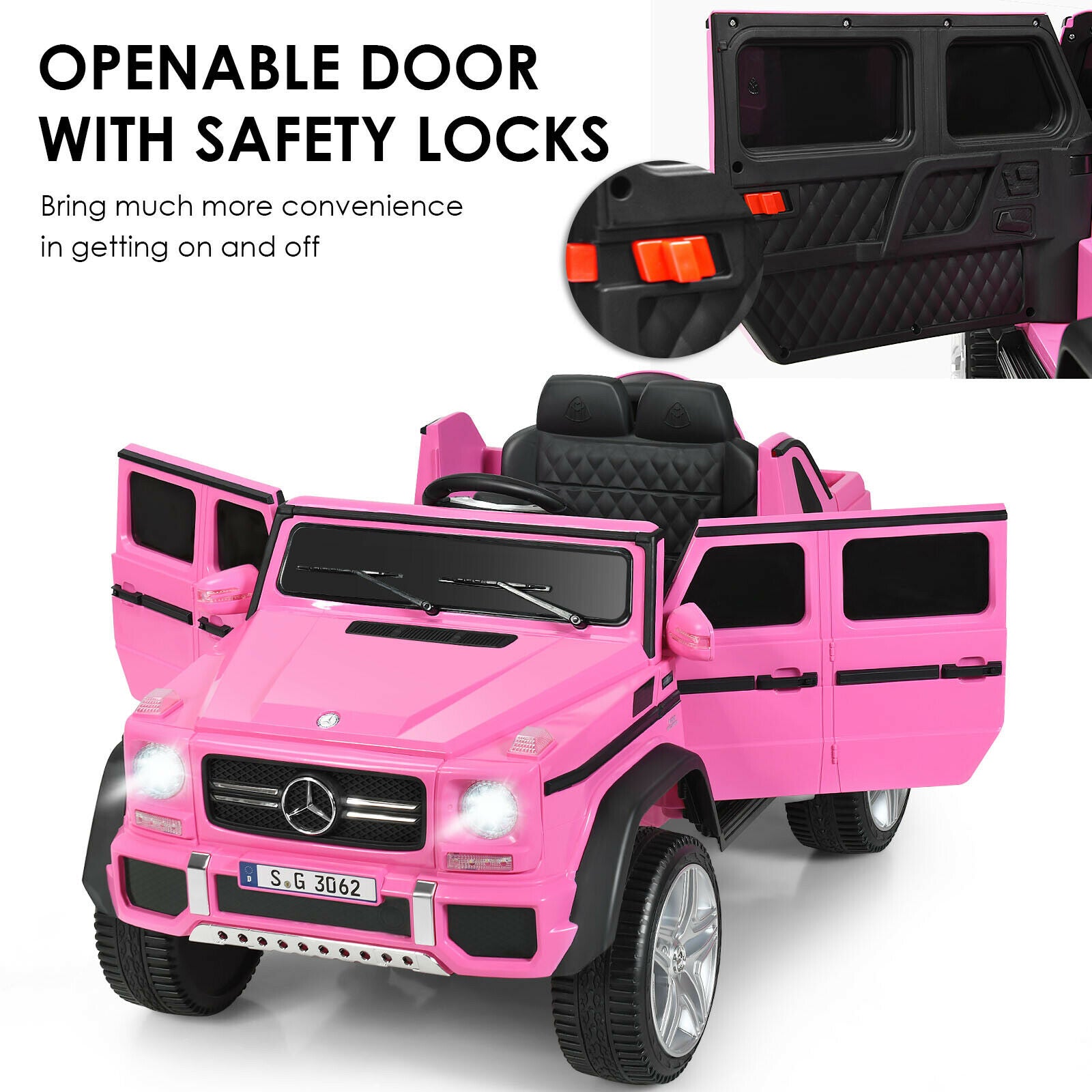 12V Licensed Mercedes-Benz Kids Ride On Car, Pink Powered Ride On Toys at Gallery Canada