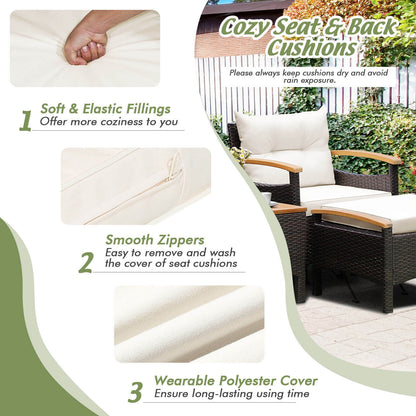 5 Pieces Patio Conversation Set with Cushions Coffee Table and 2 Ottomans, White Patio Conversation Sets at Gallery Canada