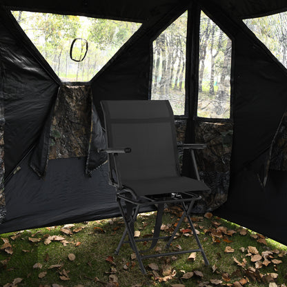 Foldable Swivel Patio Chair with Armrest and Mesh Back, Black Camping Furniture at Gallery Canada