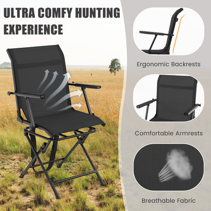 Foldable Swivel Patio Chair with Armrest and Mesh Back, Black Camping Furniture at Gallery Canada