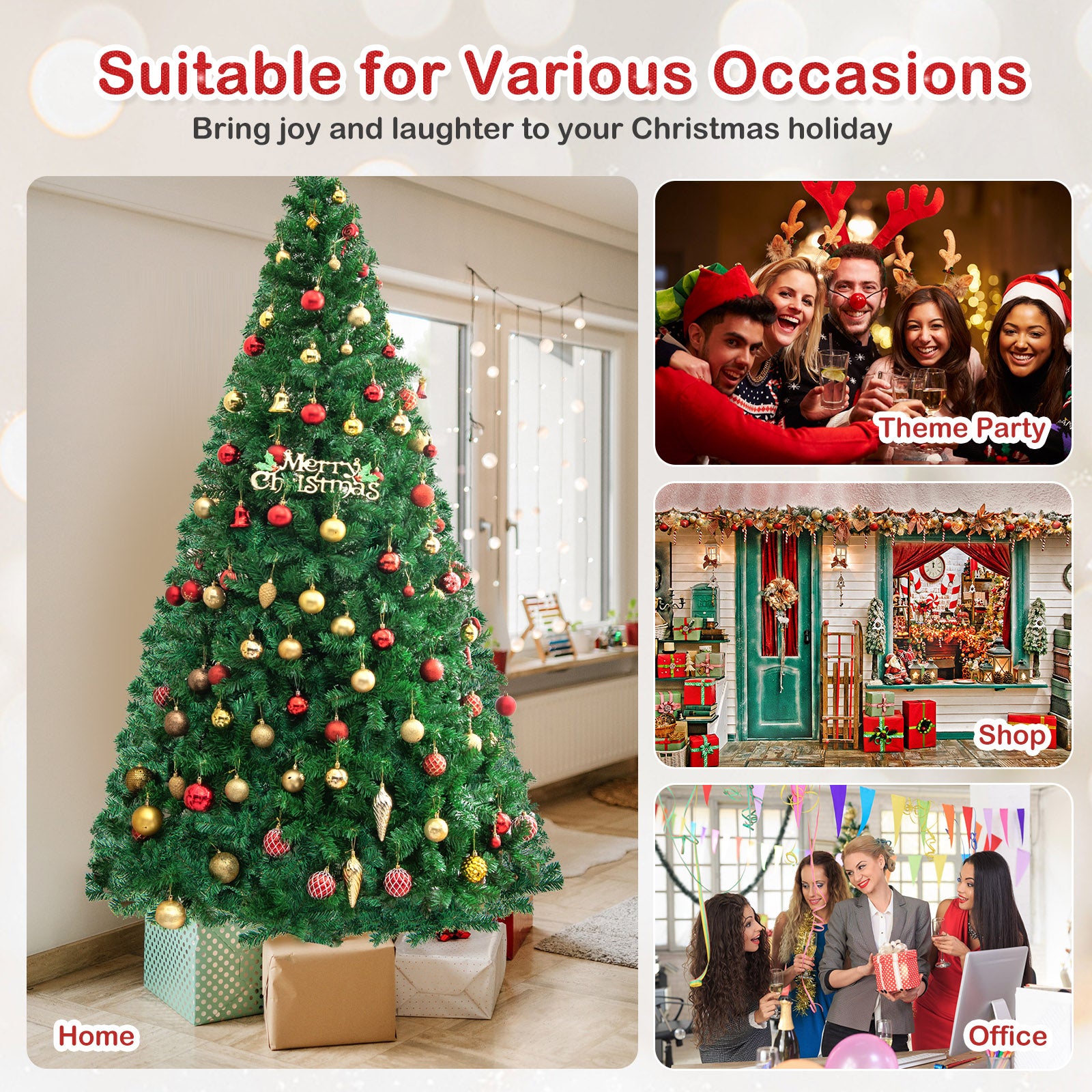 Artificial PVC Hinged Christmas Tree with Solid Metal Stand-8 ft, Green Christmas Tree at Gallery Canada