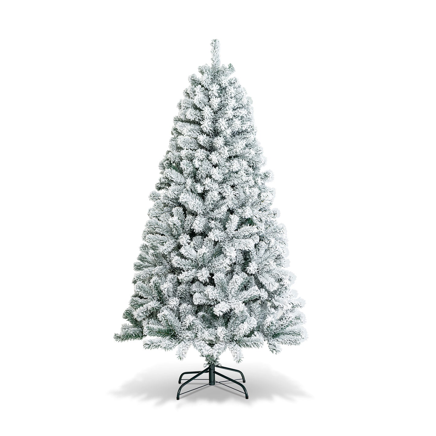 6 Feet Artificial Flocked Christmas Tree, Metal Stand, White Christmas Tree at Gallery Canada