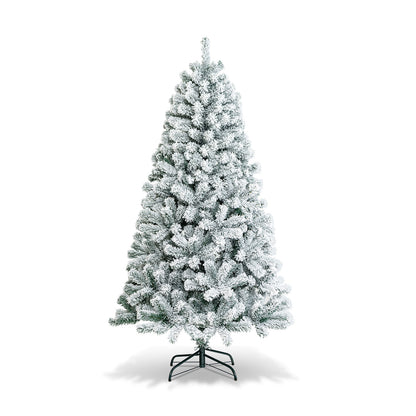 6 Feet Artificial Flocked Christmas Tree, Metal Stand, White Christmas Tree at Gallery Canada