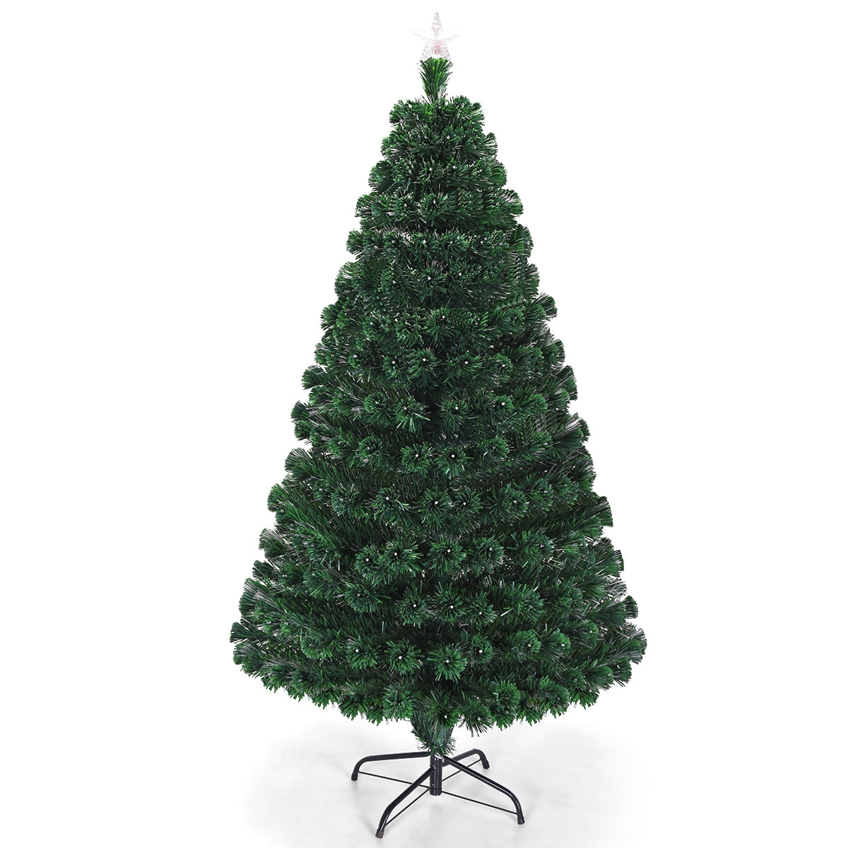 6' Artificial Christmas Tree With LED Lights, Metal Stand, Green Christmas Tree Green at Gallery Canada