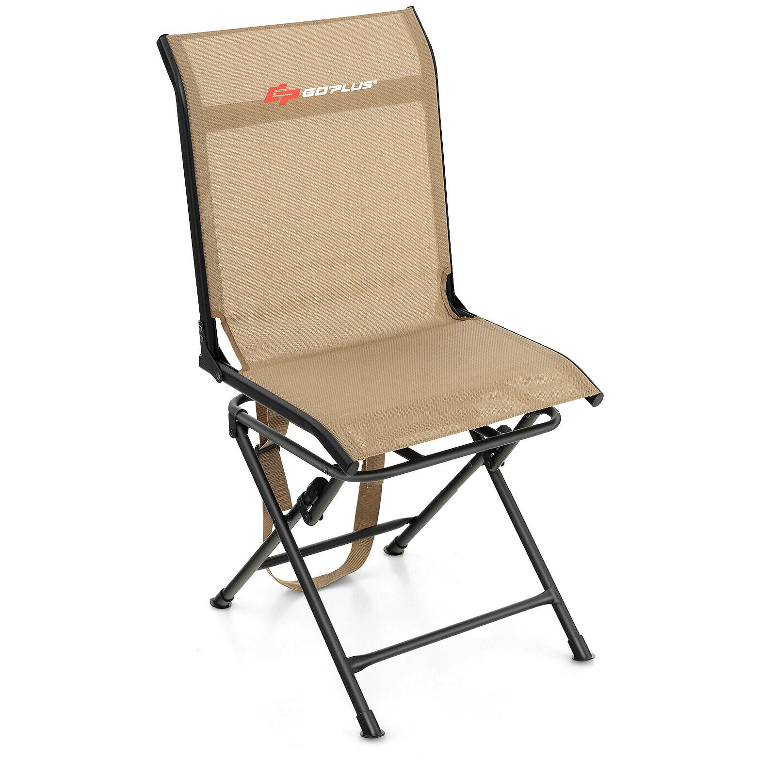 Outdoor Foldable 360 Swivel Chair, Iron Frame, Brown Camping Furniture Brown at Gallery Canada