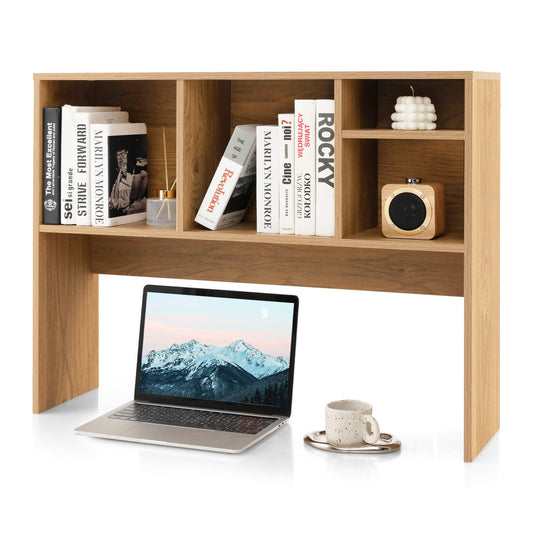 Computer Desktop Bookcase with 4 Cubbies and Open Back Compartment, Natural - Gallery Canada