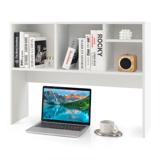 Computer Desktop Bookcase with 4 Cubbies and Open Back Compartment, White - Gallery Canada