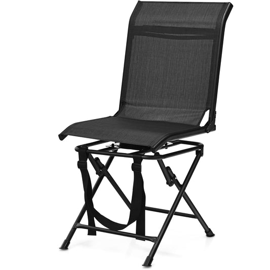 All-weather Outdoor Foldable 360-Degree Swivel Chair with Iron Frame, Black Camping Furniture Black at Gallery Canada