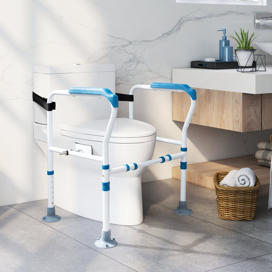 Toilet Safety Rail with Adjustable Height for Elderly, Blue - Gallery Canada
