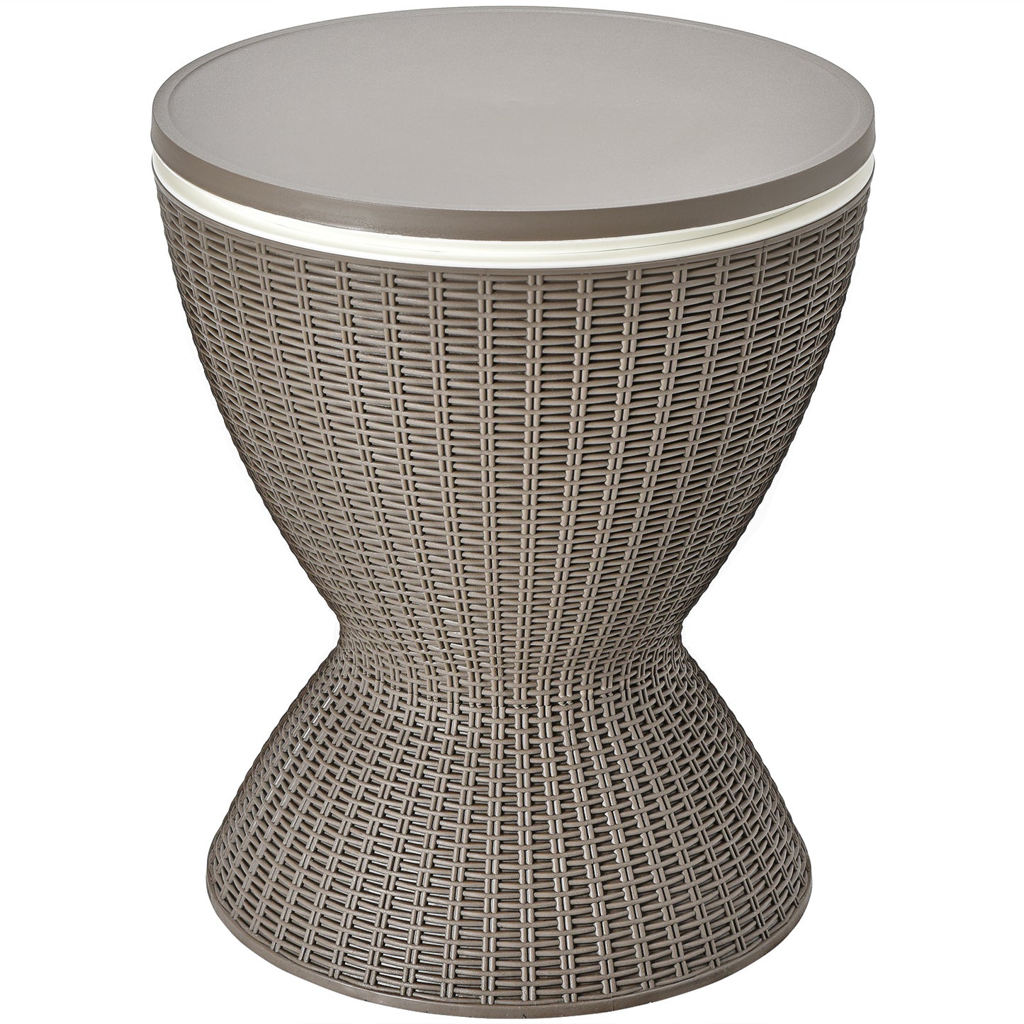 8 Gallon Patio Rattan Cooler Bar Table, Adjustable Ice Bucket, Brown Patio Bar Furniture Brown at Gallery Canada