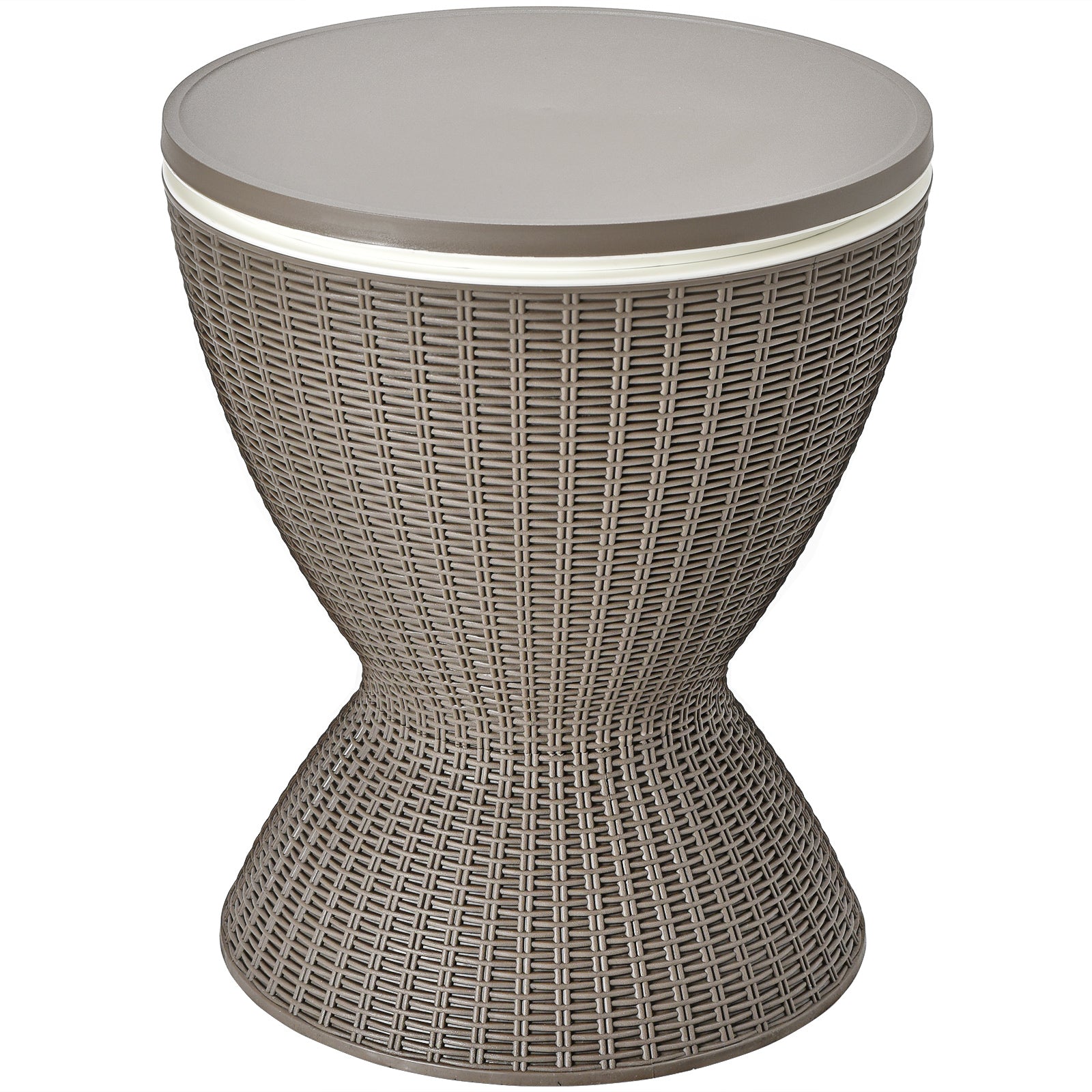 8 Gallon Patio Rattan Cooler Bar Table, Adjustable Ice Bucket, Brown Patio Bar Furniture Brown at Gallery Canada