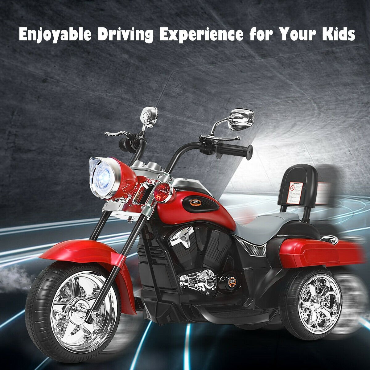 6V 3 Wheel Kids Motorcycle, Red - Gallery Canada